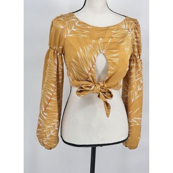 Camila Coelho Revolve Marcia Top Size Xsmall Long Sleeve Blouse Yellow $148 - Picture 7 of 13